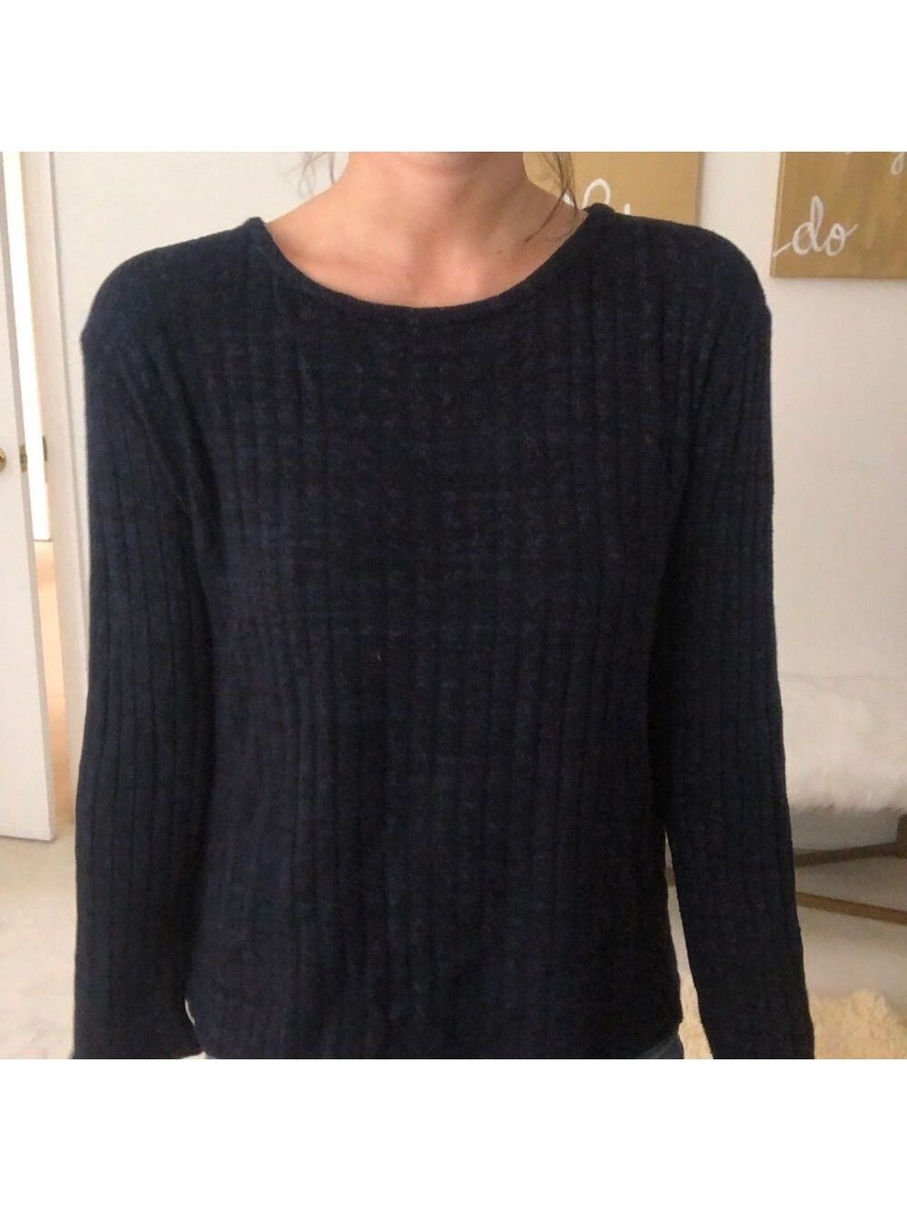 Monrow open back blue low v sweater
